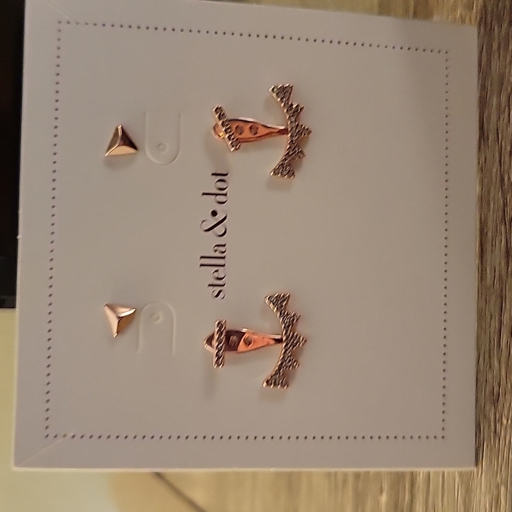 Stella & Dot Anchor Earrings Set, Rose Gold, NIB